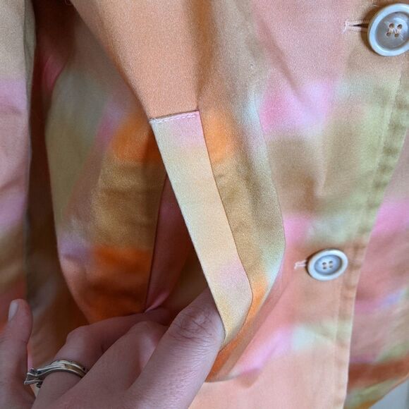 PIAZZA sempione - pastel watercolor blazer suit jacket two buttons and pockets - Picture 6 of 12